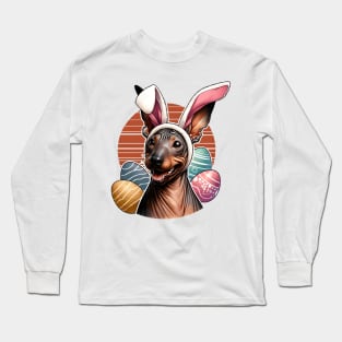 American Hairless Terrier with Bunny Ears Easter Celebration Long Sleeve T-Shirt